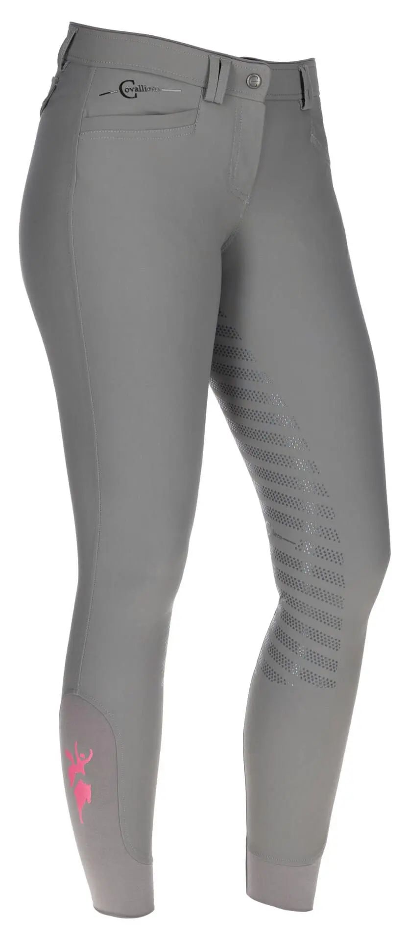 Pantaloni equitazione Covalliero Janne x PinkRibbon Fullgrip, donna, vista frontale, gamba