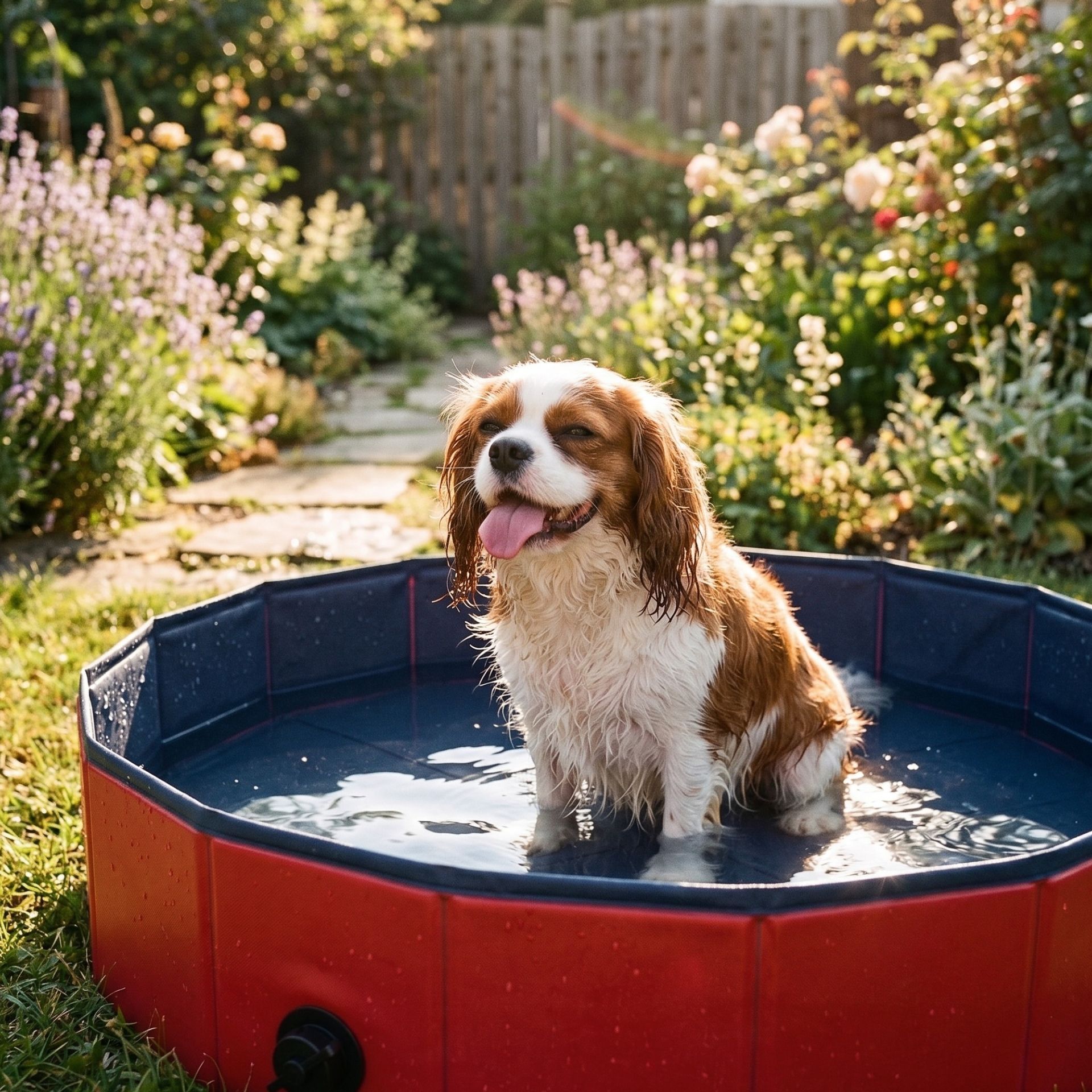 dog, pet, water, pool, spaniel