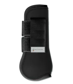 Schwarze Gamasche mit Klettverschluss fuer Pferdebeine