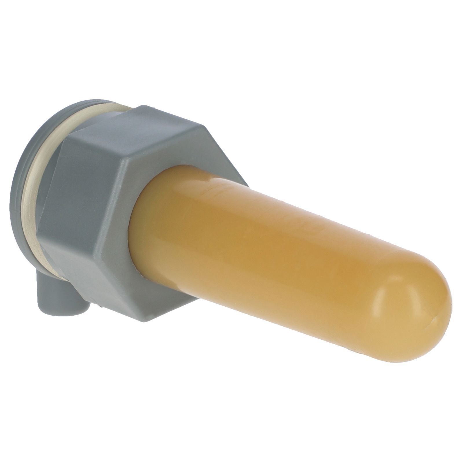 Robinet flotteur avec raccord fileté gris et flotteur jaune