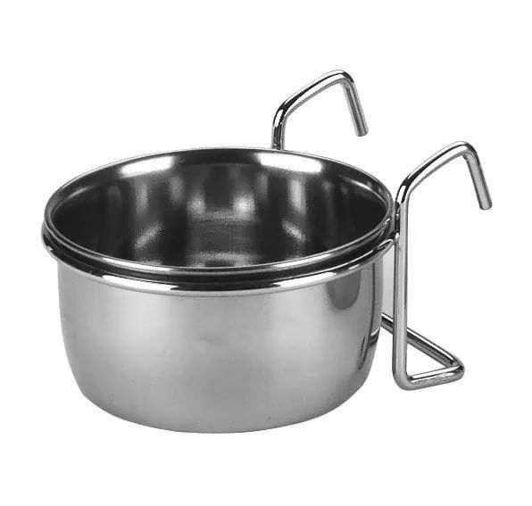 Gamelle Inox Kerbl avec Fixation pour Cage, Robuste et Anti-Rouille
