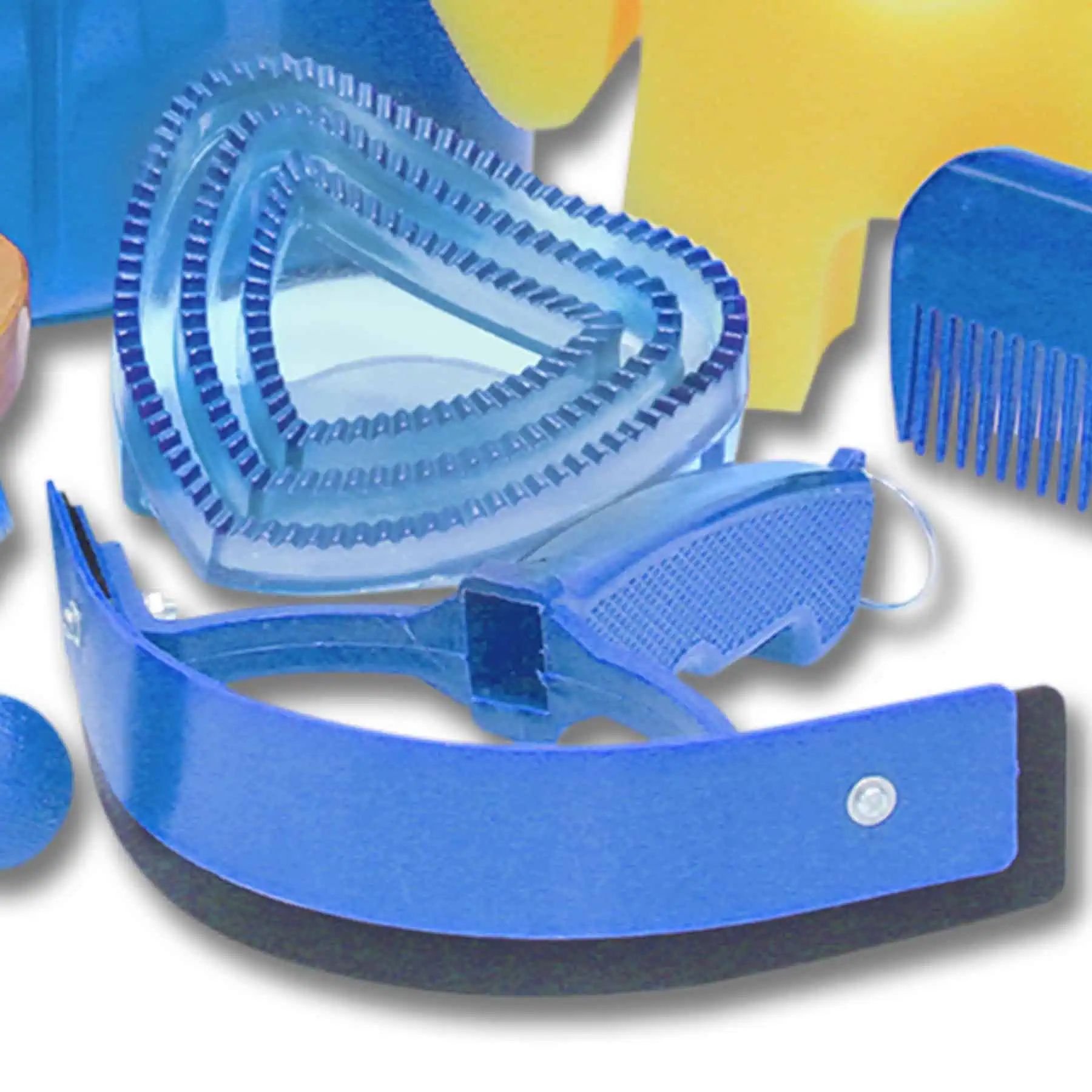 Waldhausen Coffret de pansage complet pour cheval avec poignée, bleu azur
