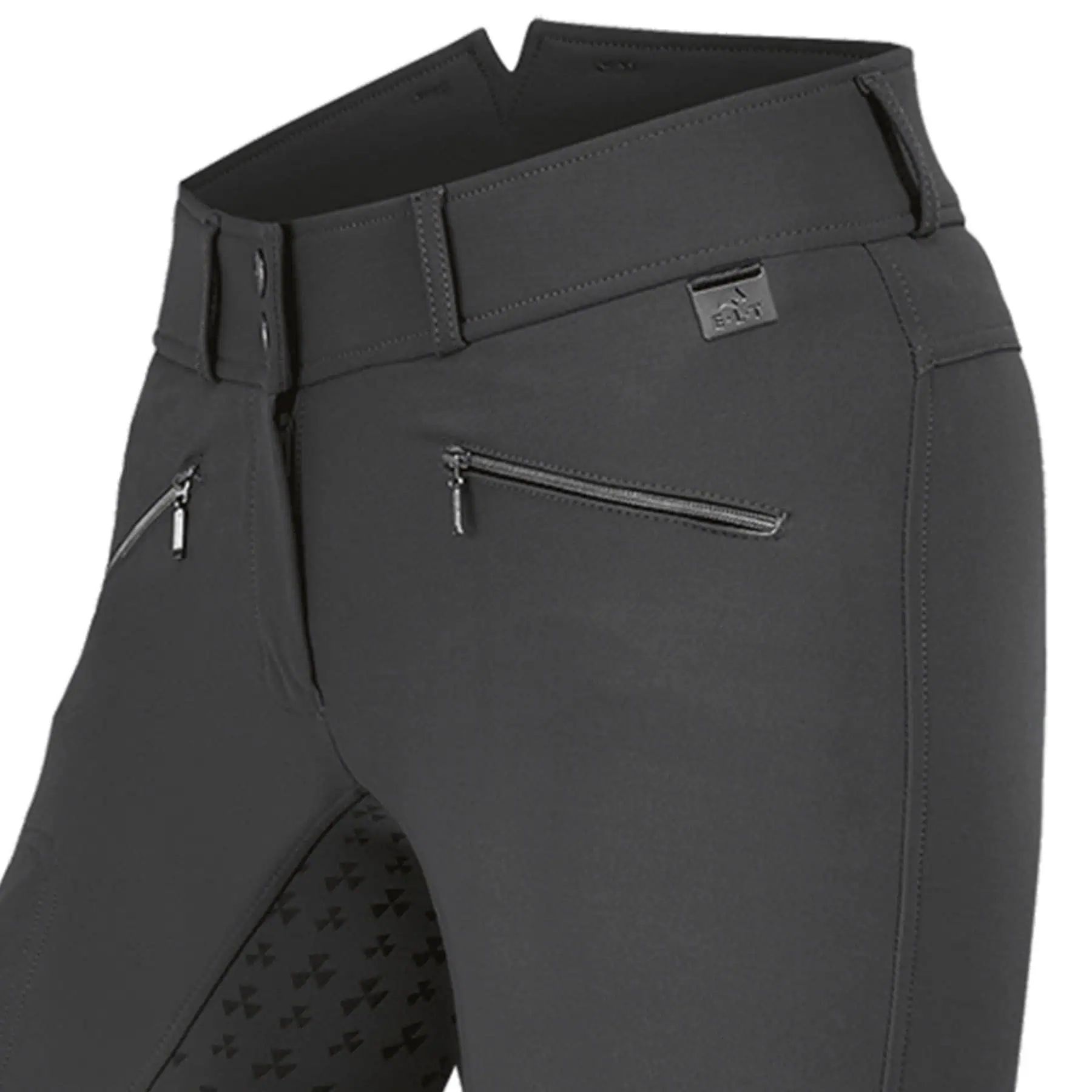 Pantalon d'équitation ELT Hella High Waist en silicone, fond intégral, asphalte D42