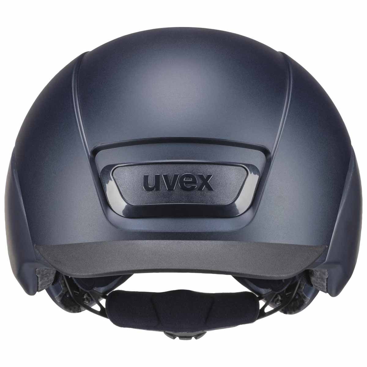 uvex elexxion plus hibrid lovaglósisak, sötétkék matt, S méret, hátulnézet, logó