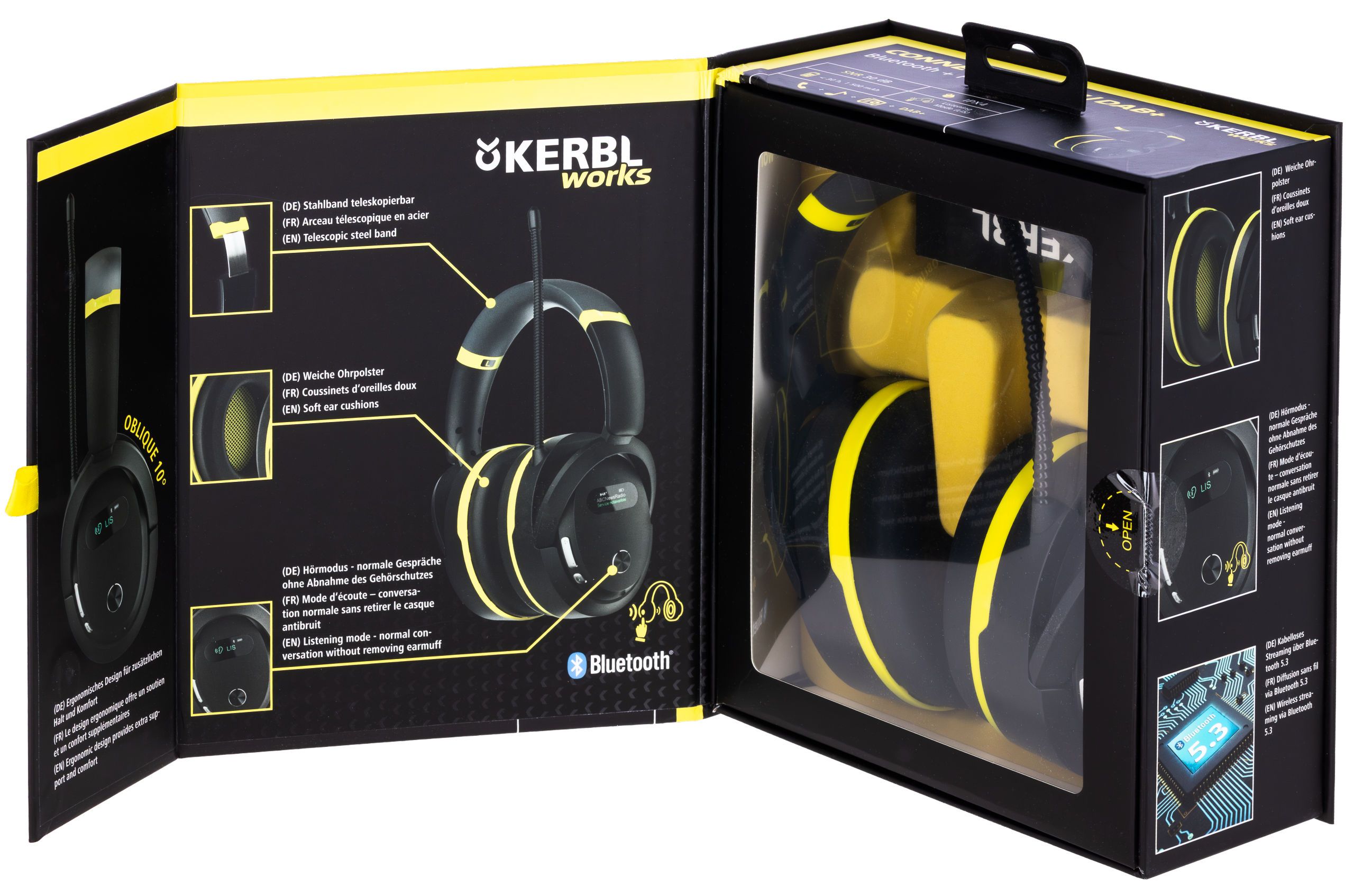 headphones, over-ear, bluetooth, yellow, packaging