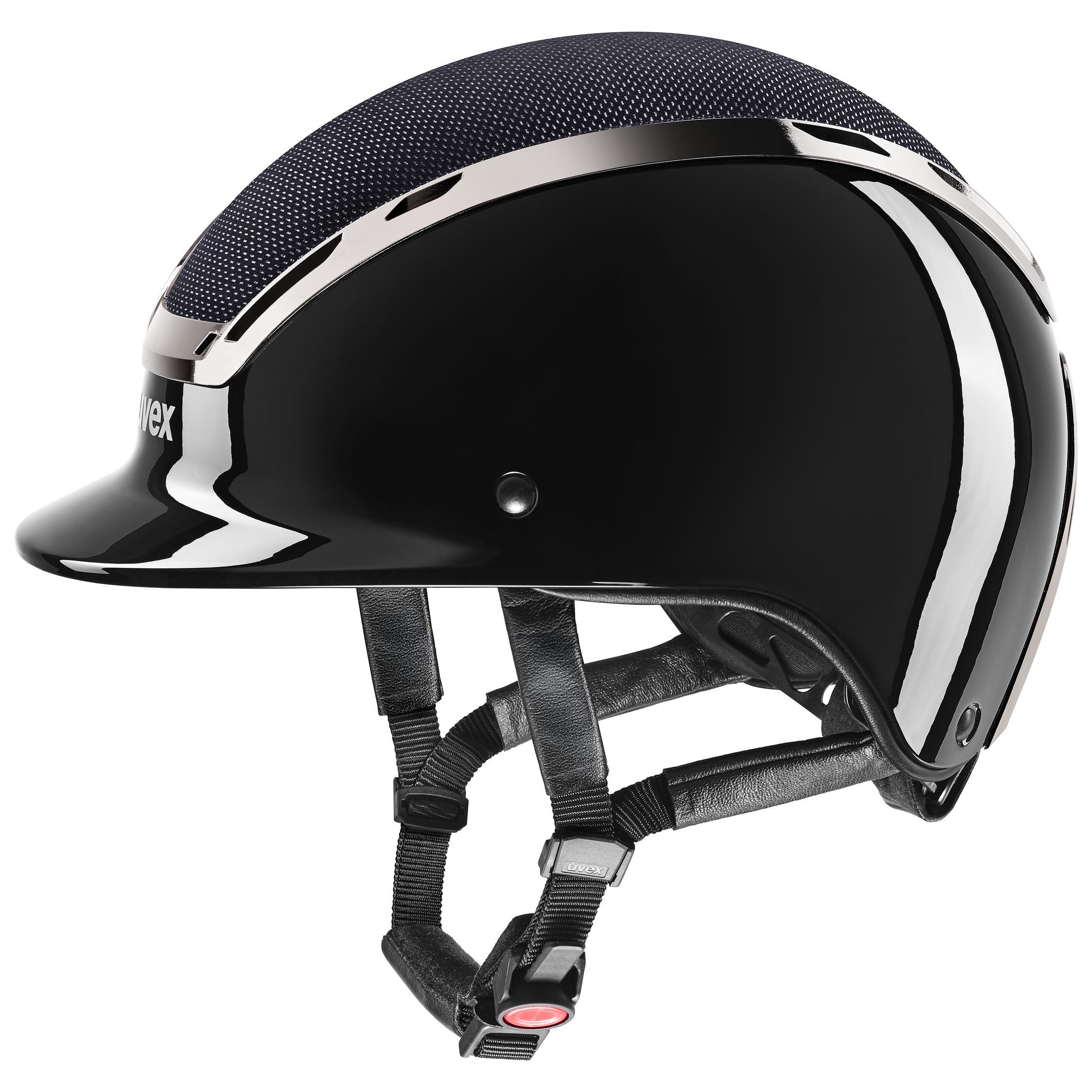uvex Reithelm exxeed elegance, schwarz, Seitenansicht