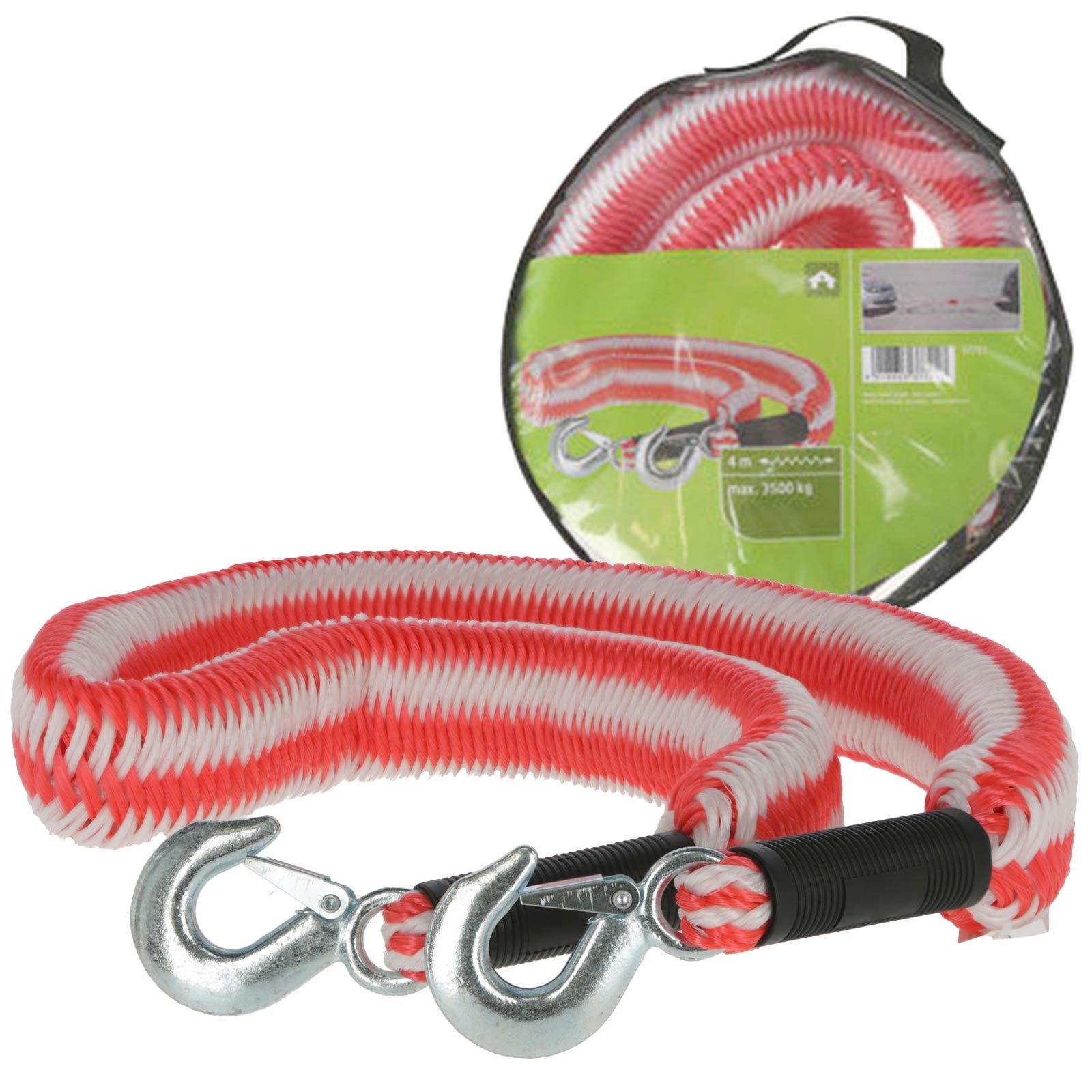 Fune di traino elastica 4 m, 3500 kg, moschettone e bandiera