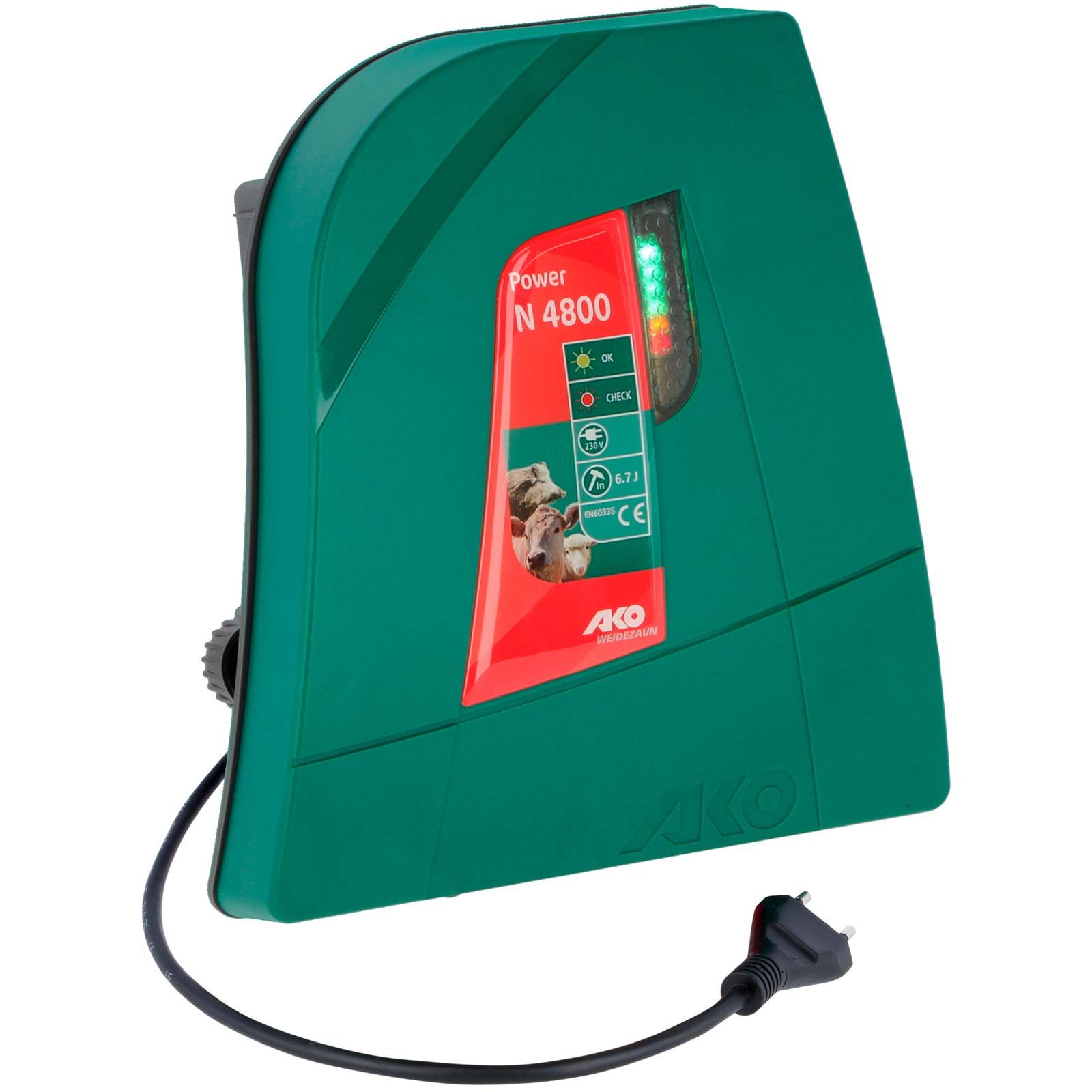 Elettrificatore per recinti AKO Power N 4800 230V, 6,7 Joule, vista frontale