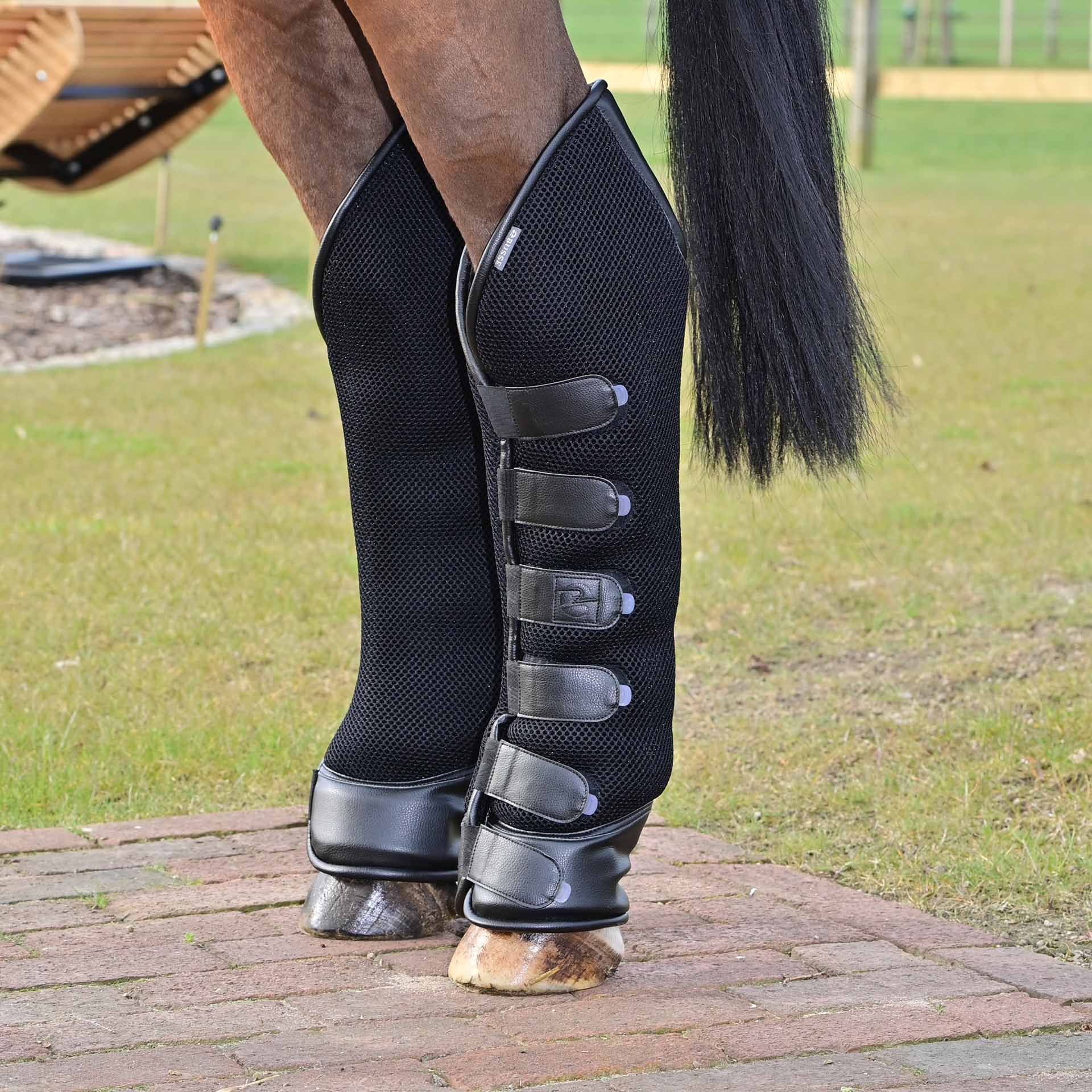 Guêtres de Transport BUSSE 3D AIR EFFECT pour Chevaux, FULL-arrière, noir