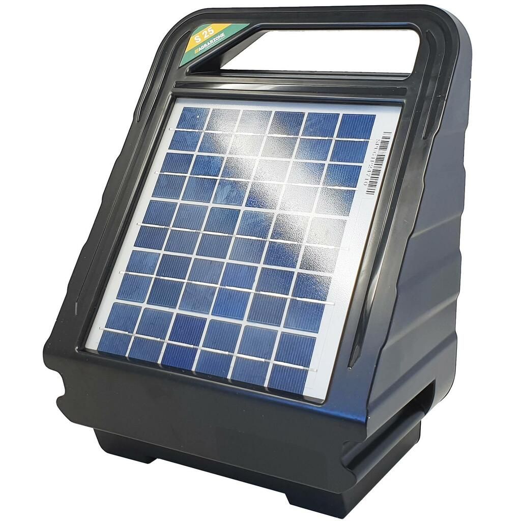 Agrarzone dog fence set S25 SOLAR 12V, 0,4J, wire 500m, orange-yellow, detail view, solar panel