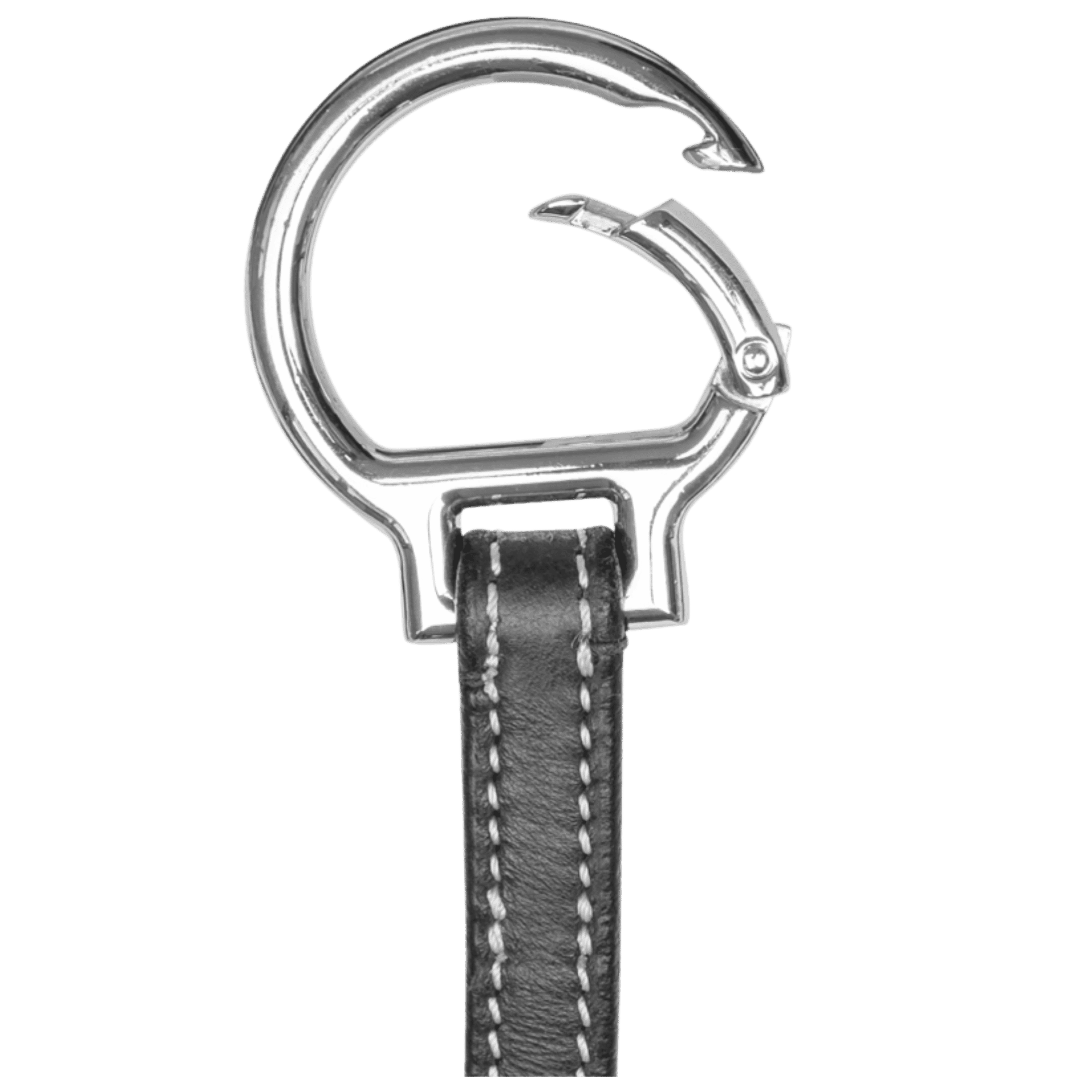 keyring, ring, leather strap, metal clip, silver