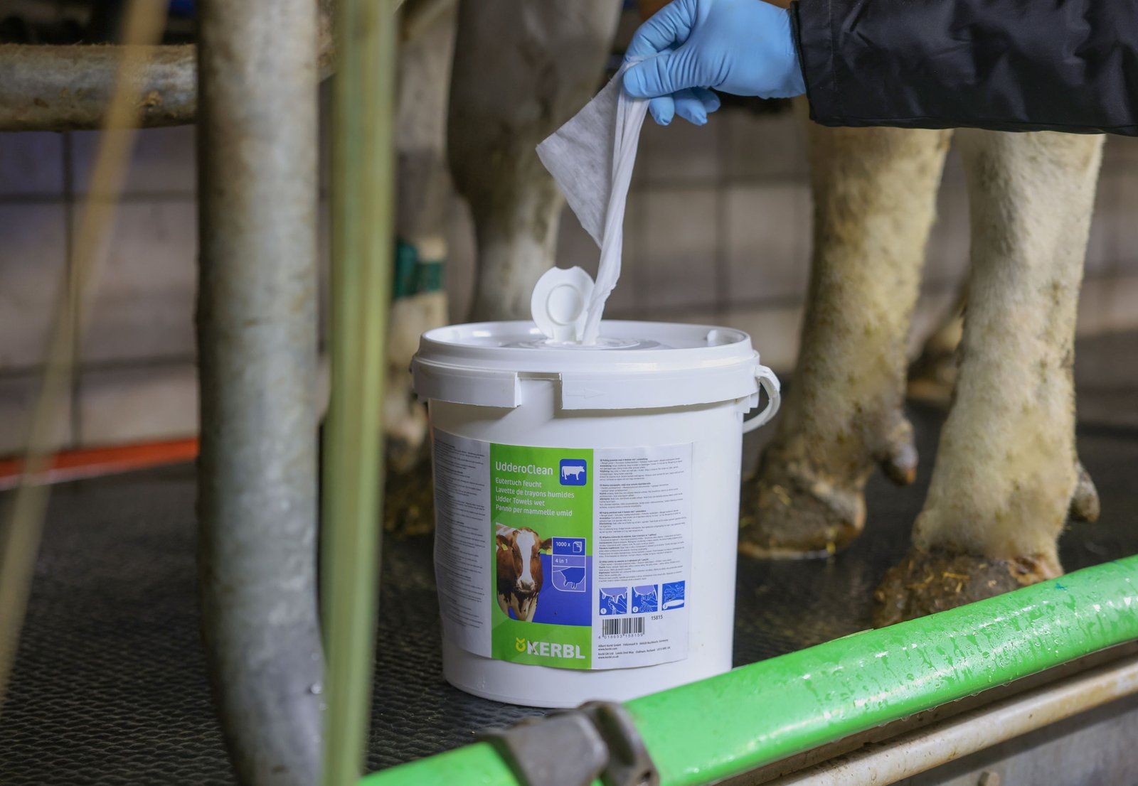 Kerbl UdderoClean Wet Udder Towels, 1000 Sheets, Bucket