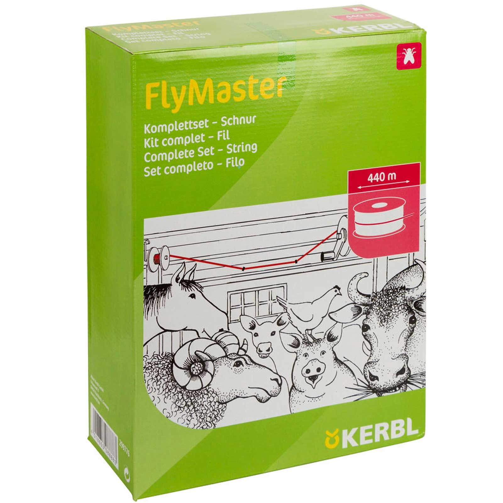 Kerbl FlyMaster istálló légyfogó zsinór, 440 m komplett készlet, csomagolás