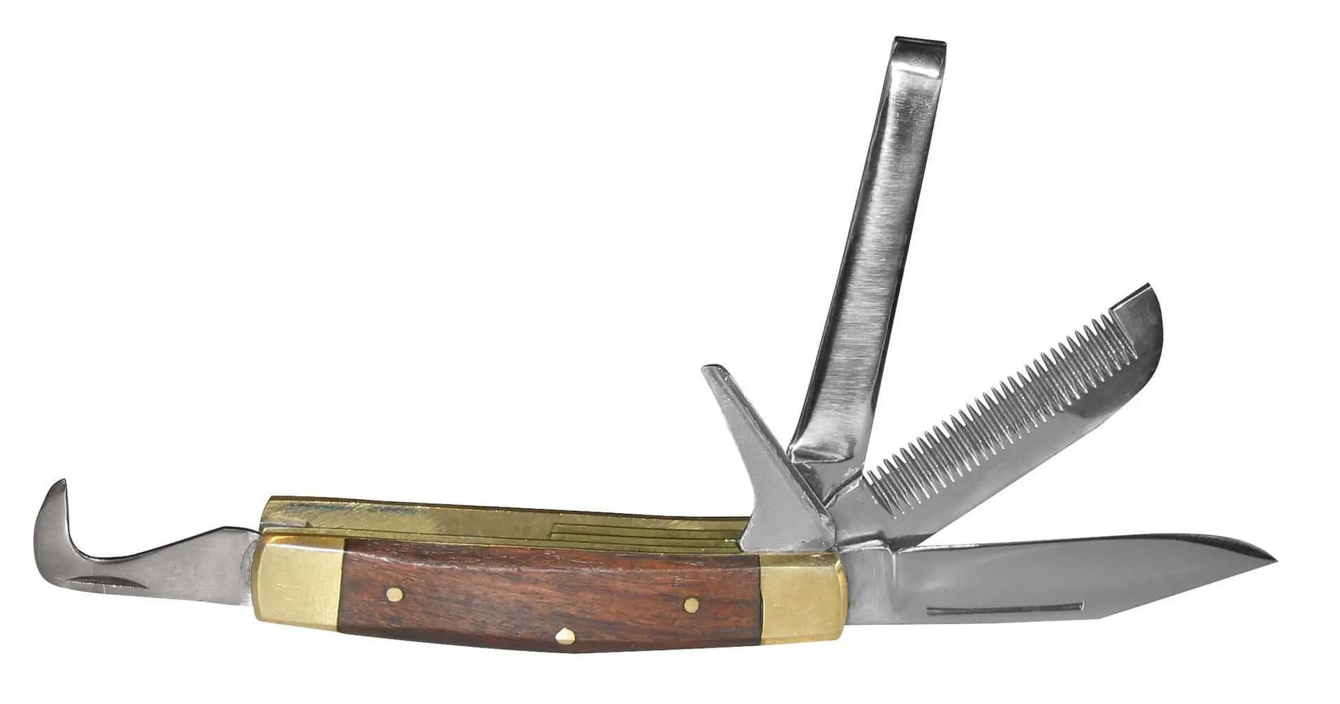 Reitermesser mit holzfarbenen Griff, 5 Messer