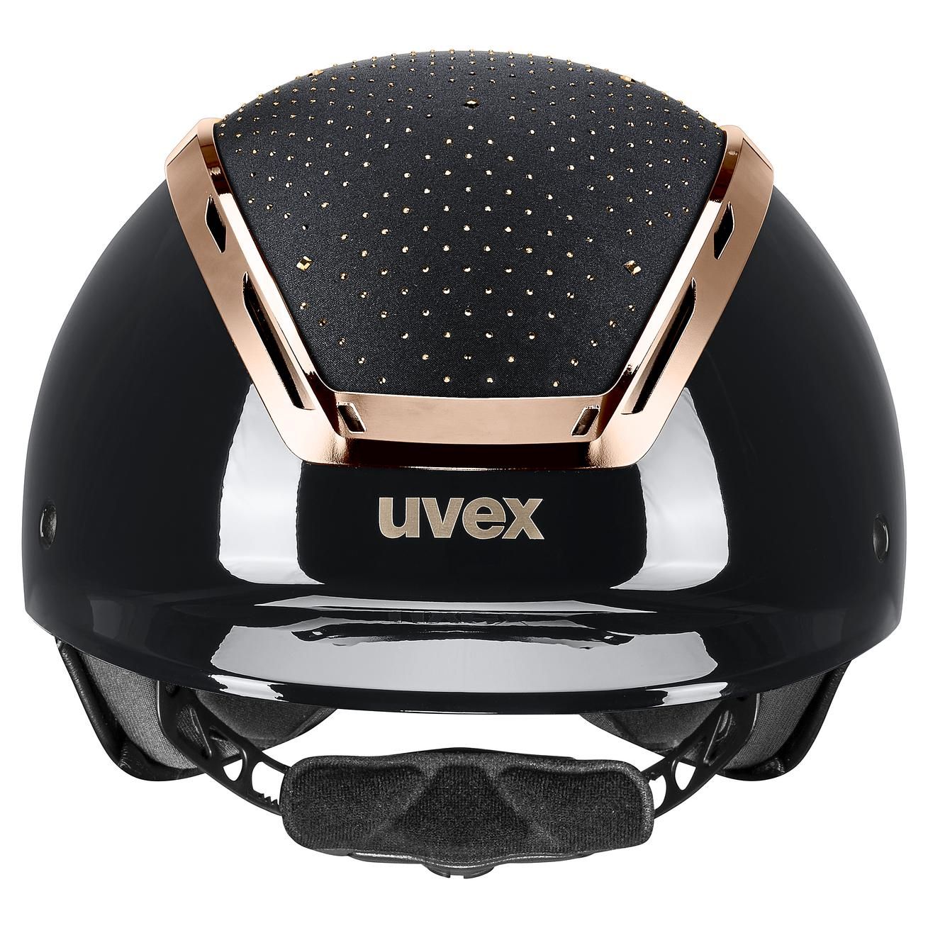 uvex Ridhjälm exxeed glow, Dressyrhjälm med Swarovski-kristaller, vy bakifrån