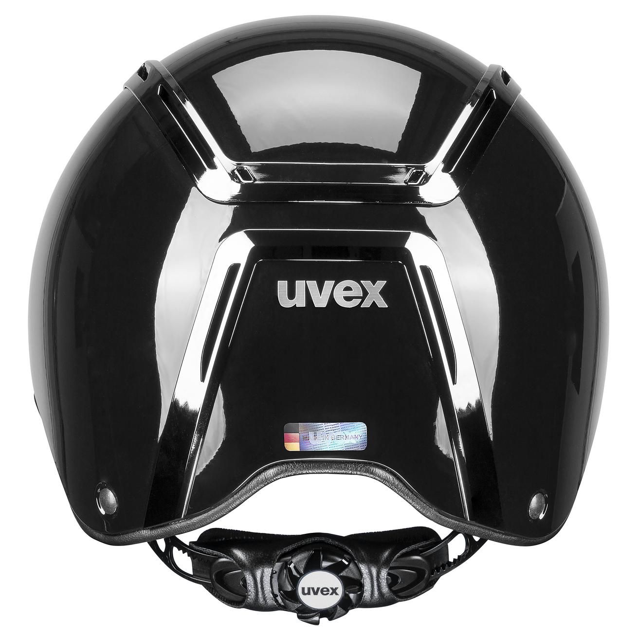 Casco da equitazione uvex exxeed shiny chrome, Tecnologia Hardshell, nero lucido M-L
