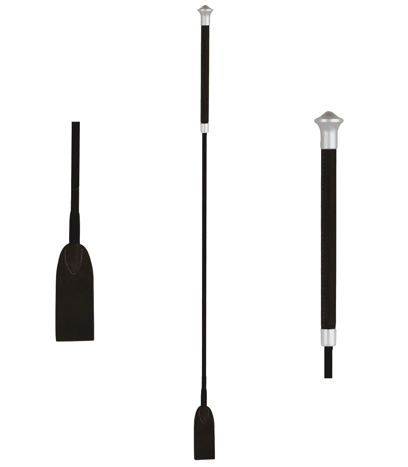Waldhausen Springgerte Noblesse mit Glattleder-Griff & Klatsche, schwarz 75 cm