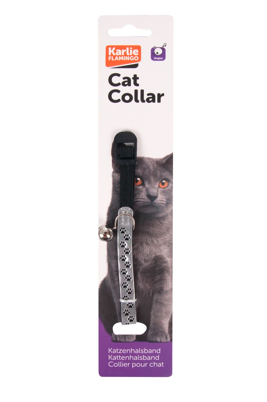 CAT COLLAR PAW GREY 30cm 10mm