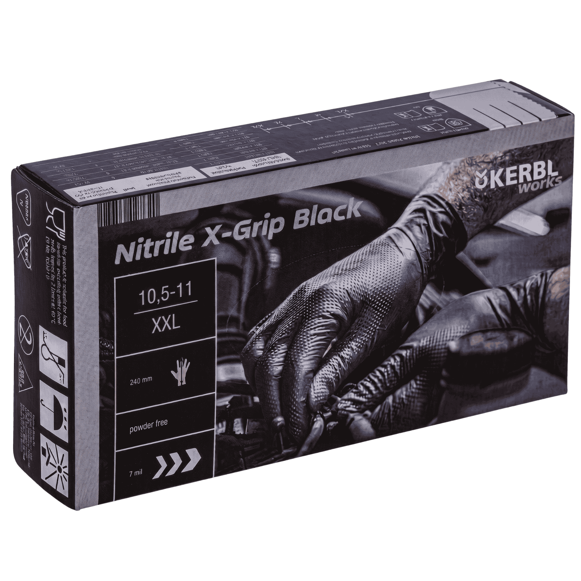 nitrile glove, glove box, black gloves, X-Grip, size XXL