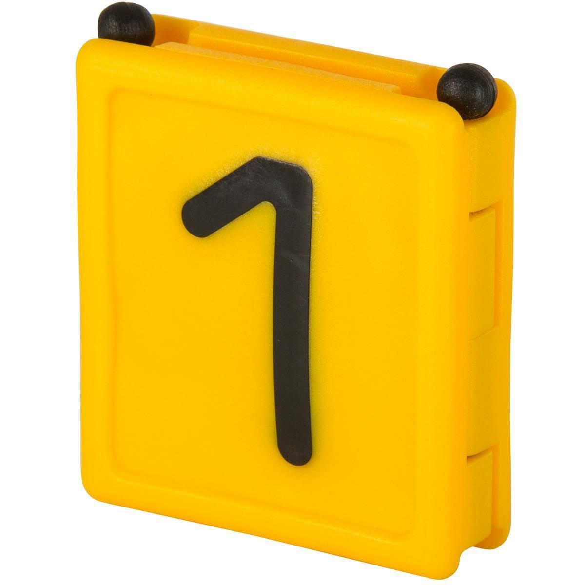 Kerbl numéro de collier Duo à un chiffre, lot de 6, chiffre 1 jaune
