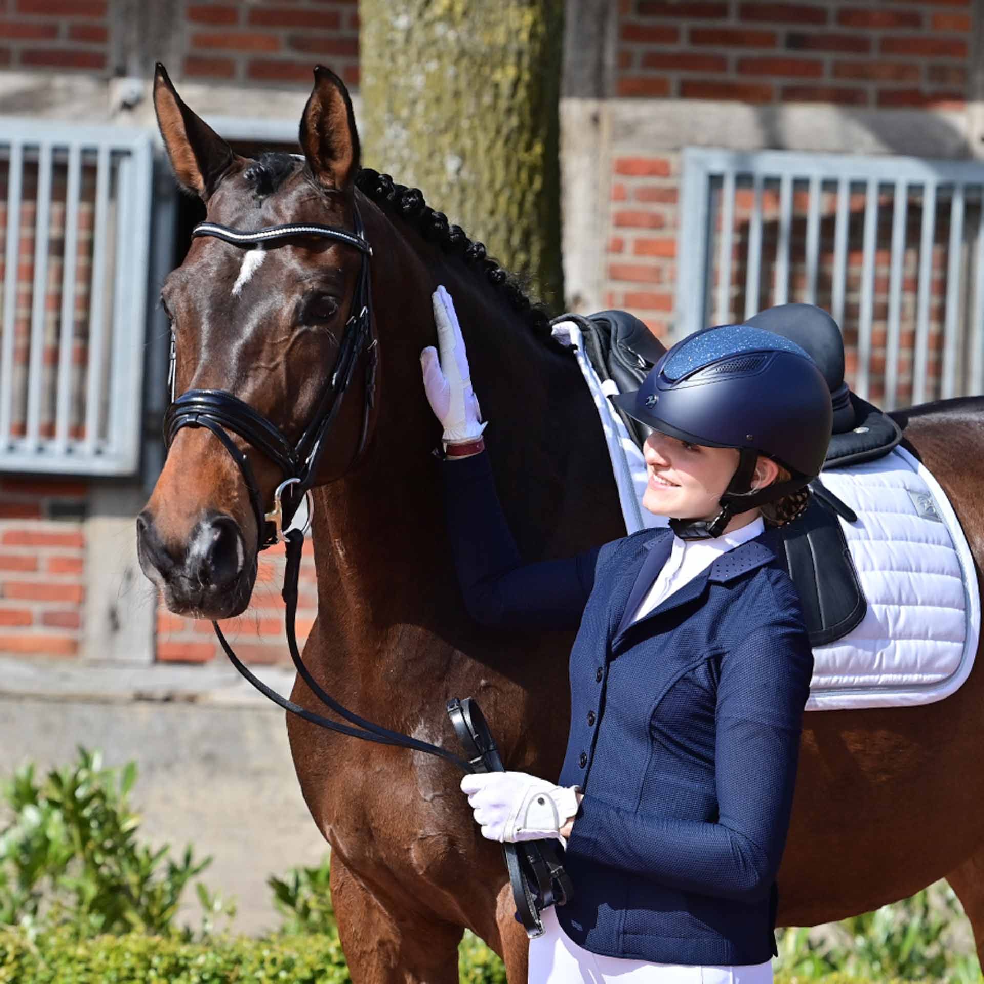 Veste de concours BUSSE MALAGA pour femme, maille respirante et coupe cintrée, bleu marine 38