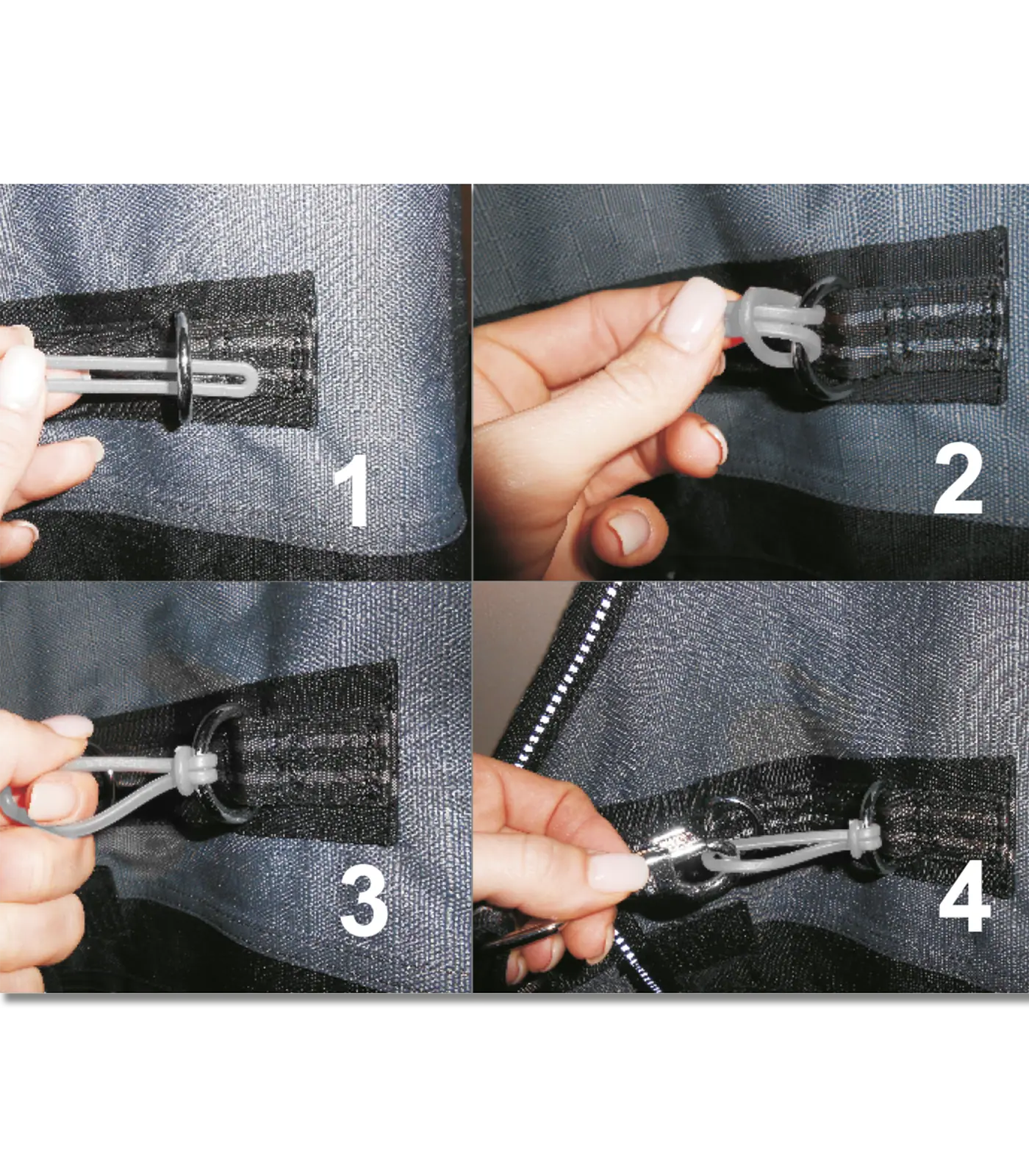 Waldhausen Safe-Gum Élastiques de sécurité pour fermetures de couverture, lot, schéma de montage