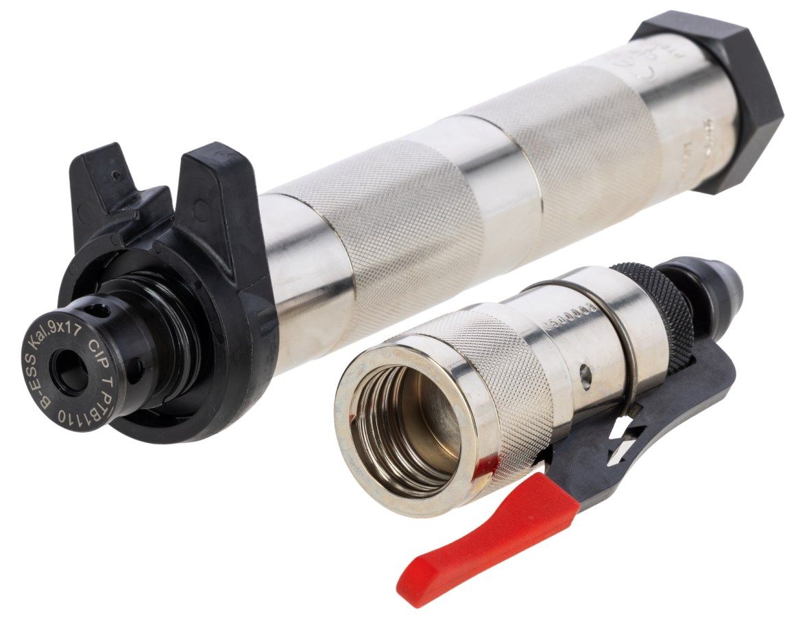 microscope component, eyepiece, threaded connector, metal clamp, red lever