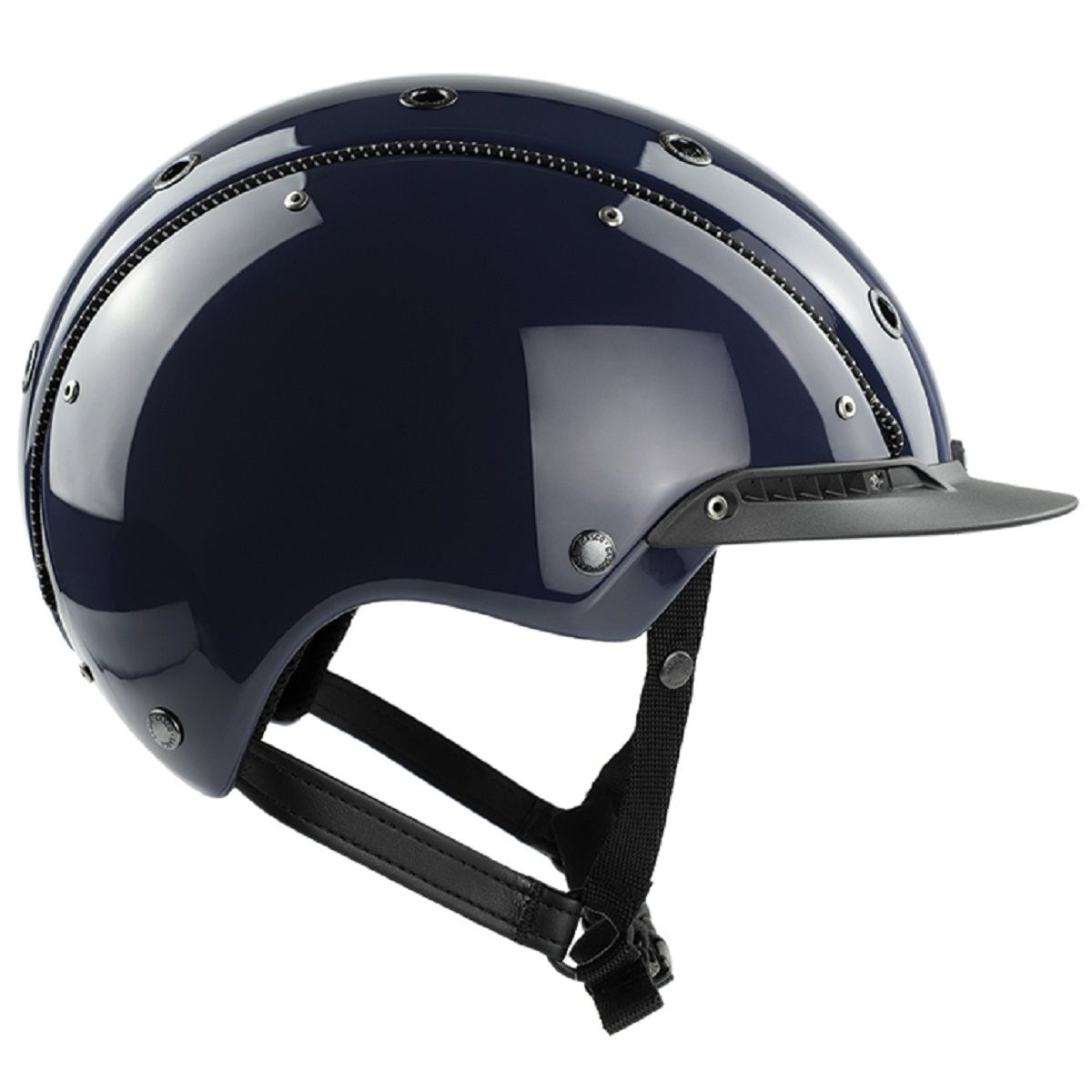 Bombe d'équitation CASCO CHAMP 3 PLUS métallique brillant marine L