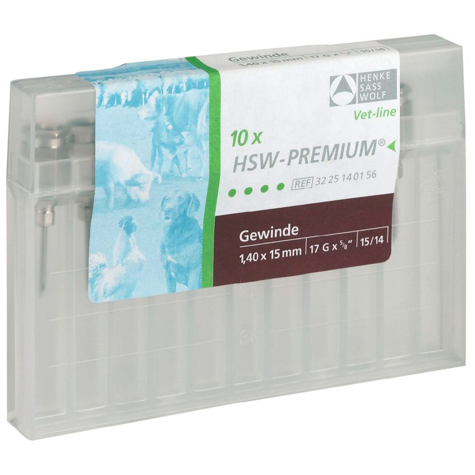 Canule HSW PREMIUM avec raccord fileté, biseau Bison, acier chromé-nickelé, 10 pièces, Ø 1,6 mm x 15 mm