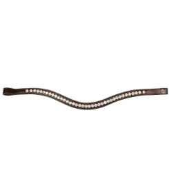Geschwungenes Stirnband aus dunklem Leder mit einer Reihe funkelnder Strasssteine
