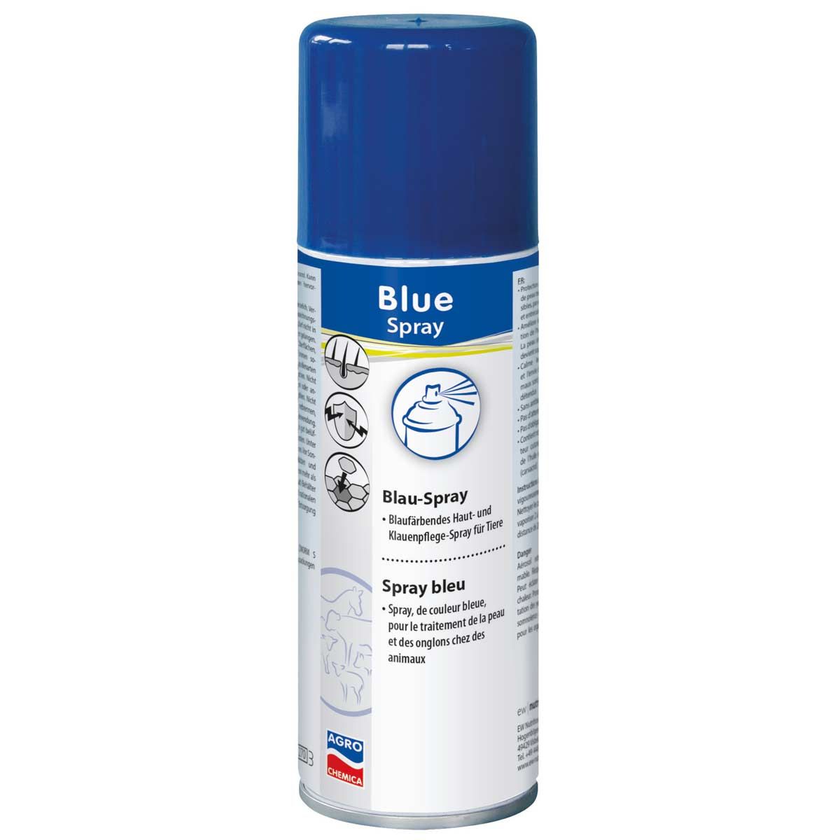 Spray bleu pour le soin du cuir et des sabots