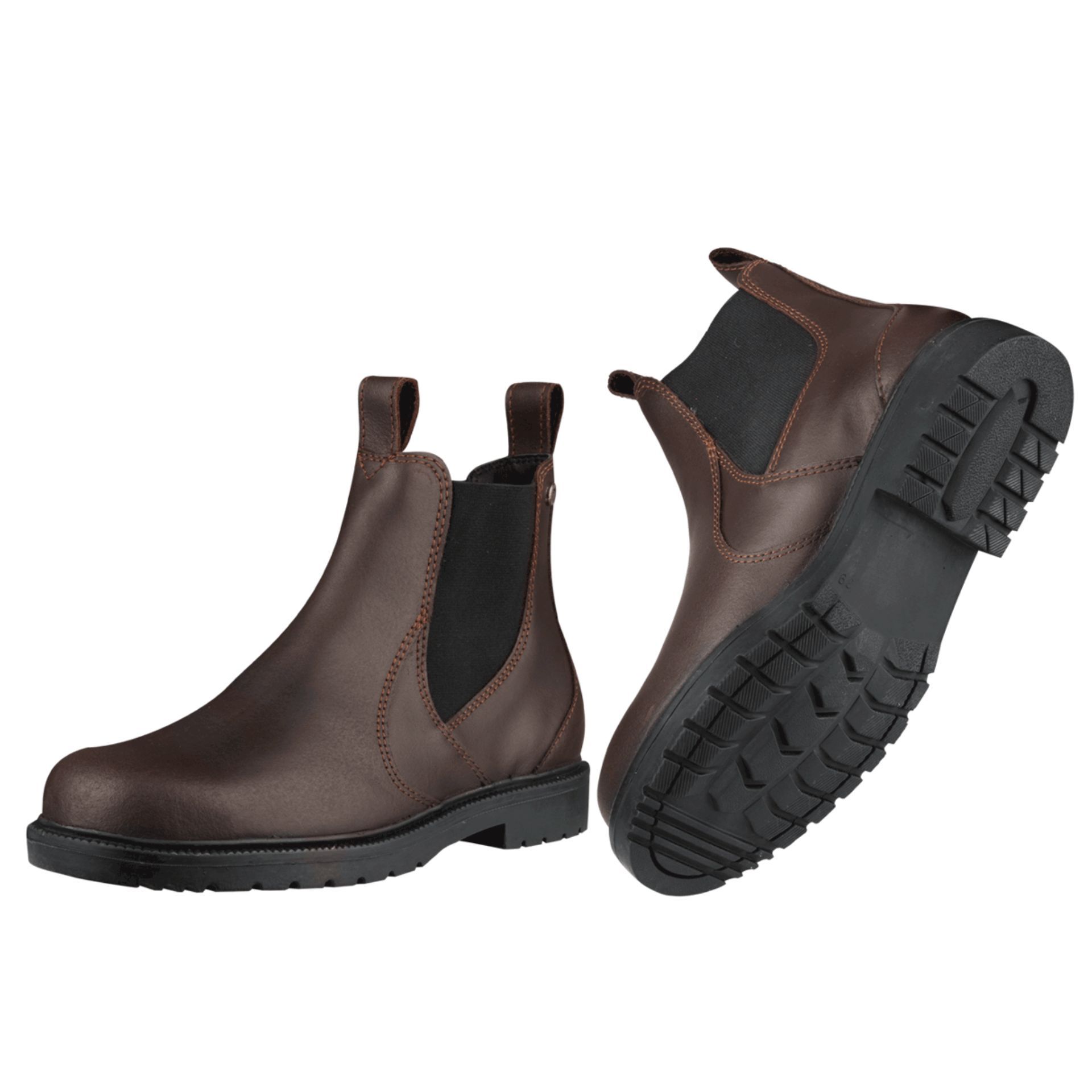 Stiefel, Stiefeletten, braunes Leder, slip-on, robuste Sohle