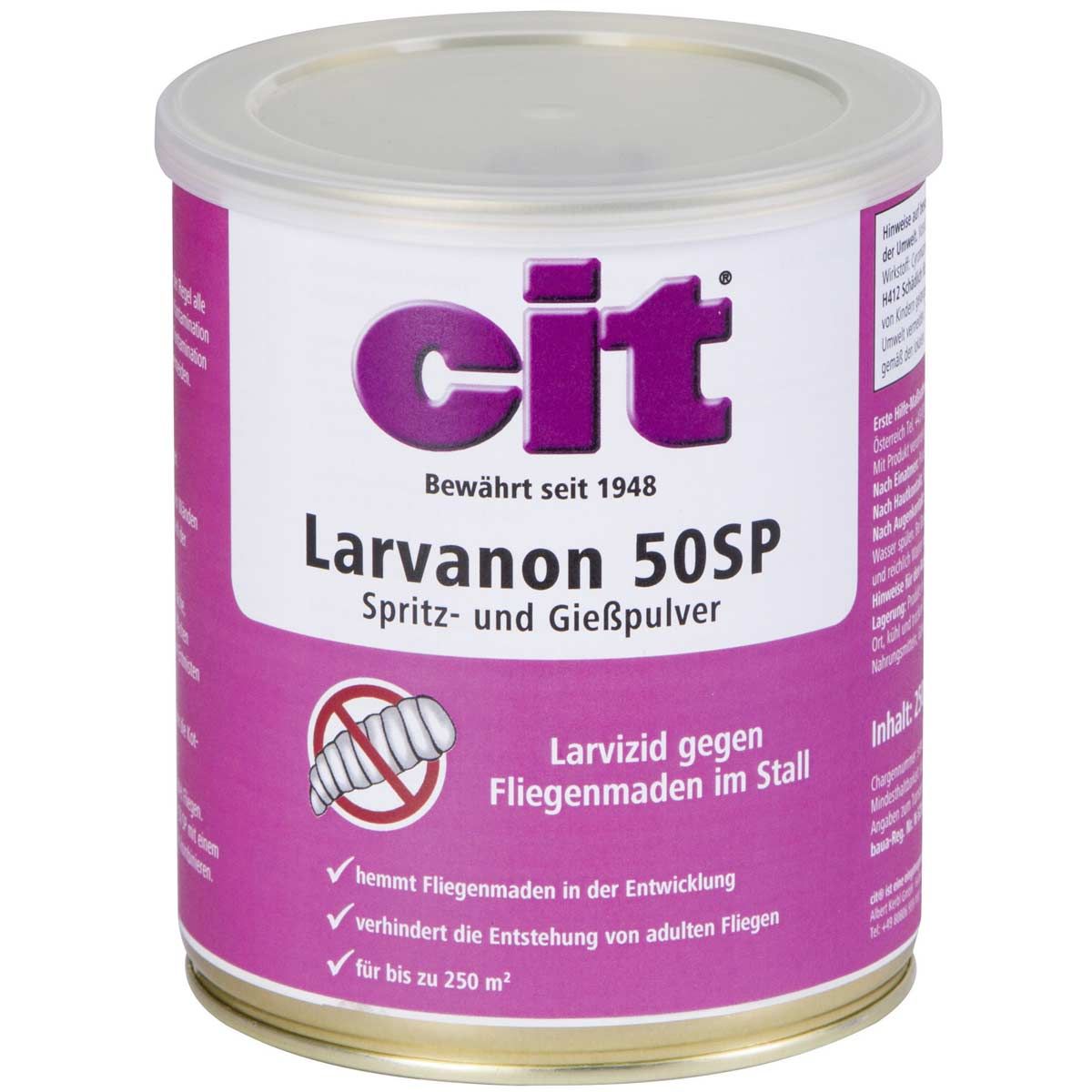 Larvicide poudre à pulvériser Cit Larvanon 50 SP, 50% de cyromazine, emballage