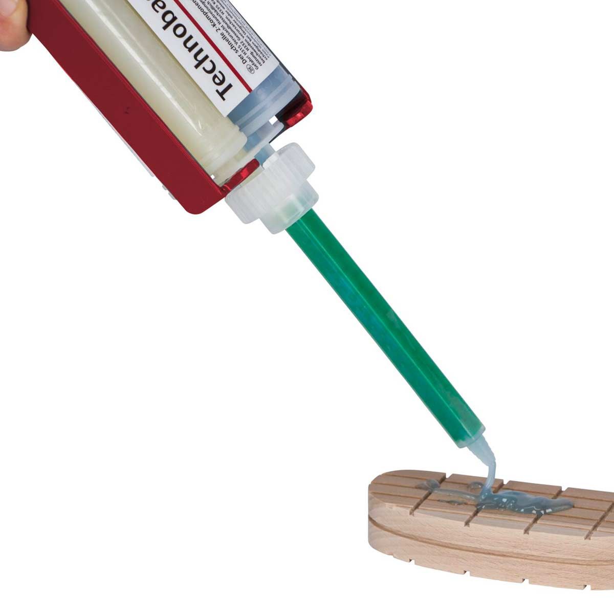Kerbl Technobase 2CB Adesivo per zoccoli, bicomponente per cura degli artigli, in uso, in mano