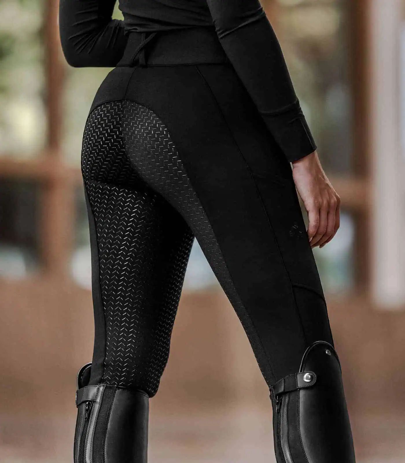 ELT Reithose Essential High Waist Silikon, Vollbesatz für Damen, schwarz, 40