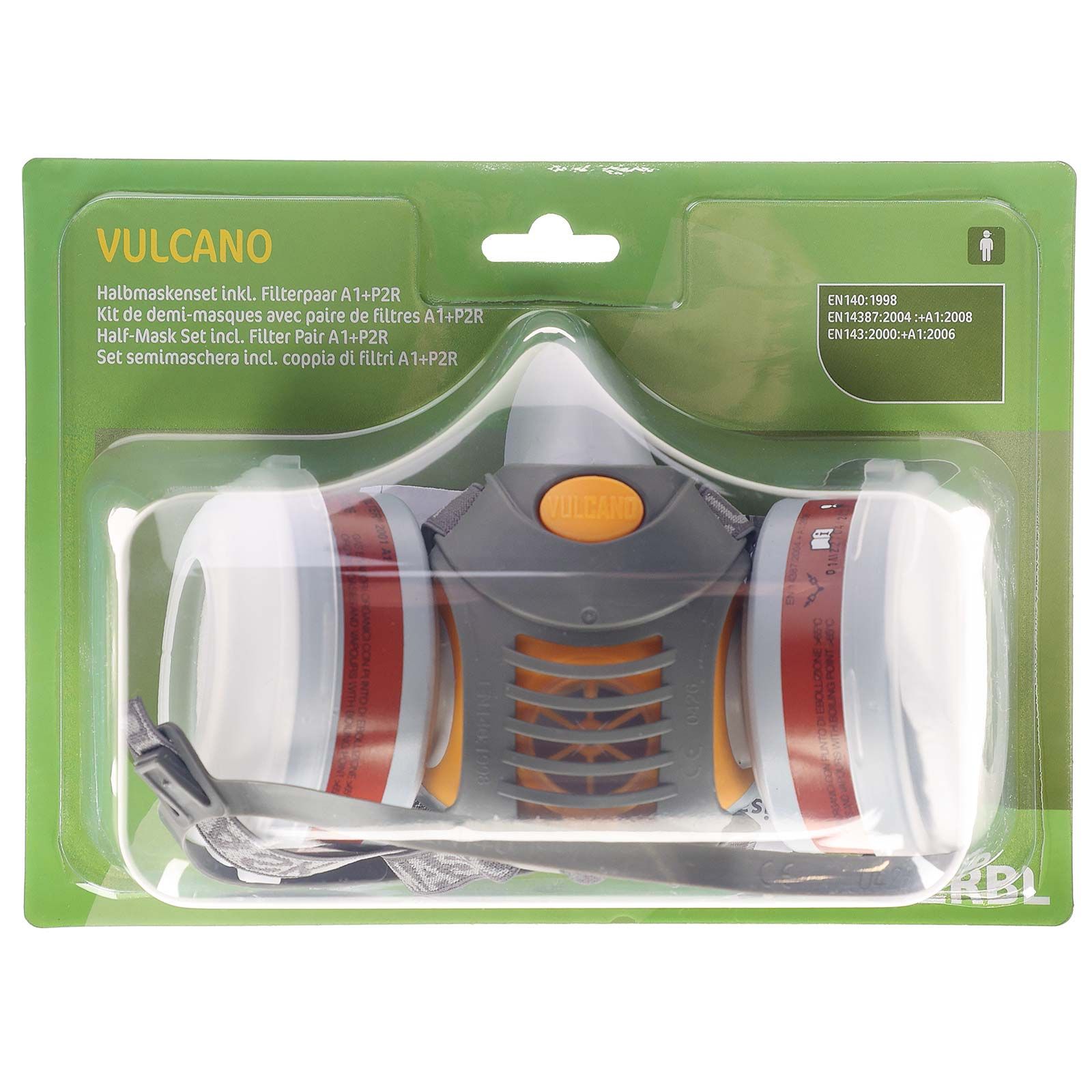 Kerbl Semimaschera VULCANO, set incl. 2 filtri A1P2 R, confezione