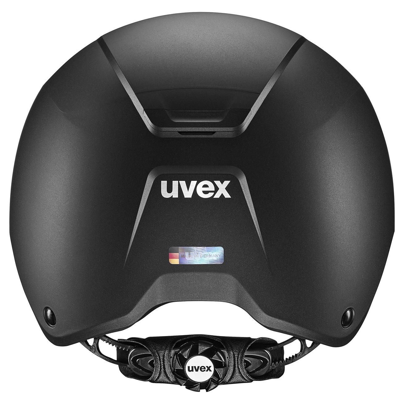 uvex ridhjälm ixxo active, hardshell-skal, EN 1384:2023, svart matt, 53-54 cm