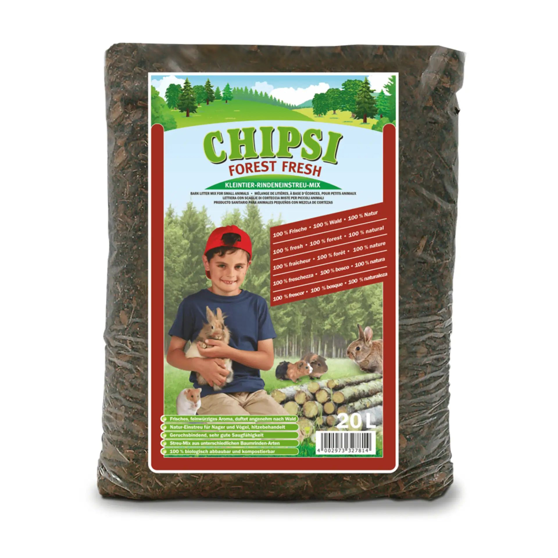CHIPSI Forest Fresh kéregalom rágcsálóknak és madaraknak, 20 liter, csomagolás