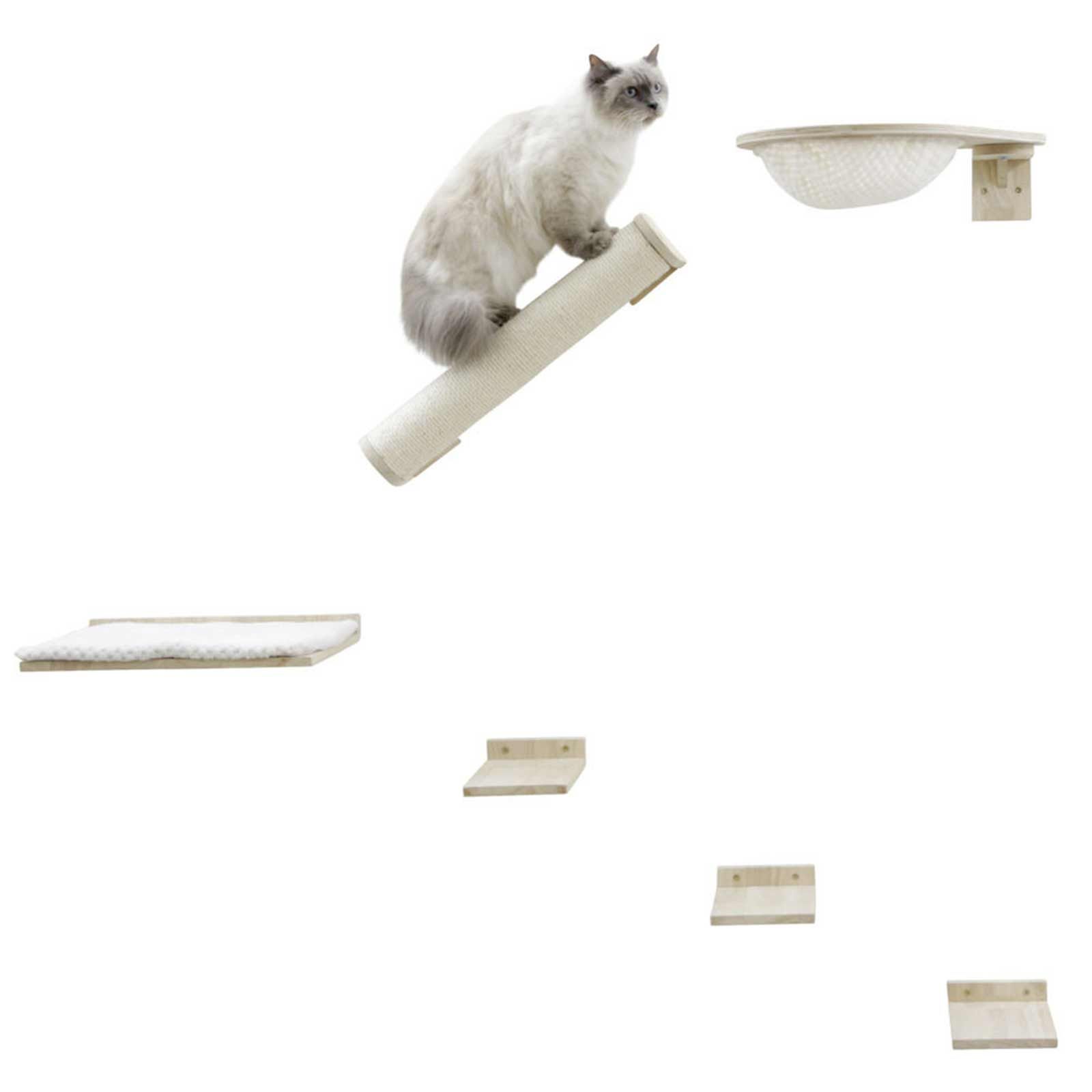 Kerbl Katzen Kletterwand Rocky, 6-teilig, Massivholz, im Einsatz