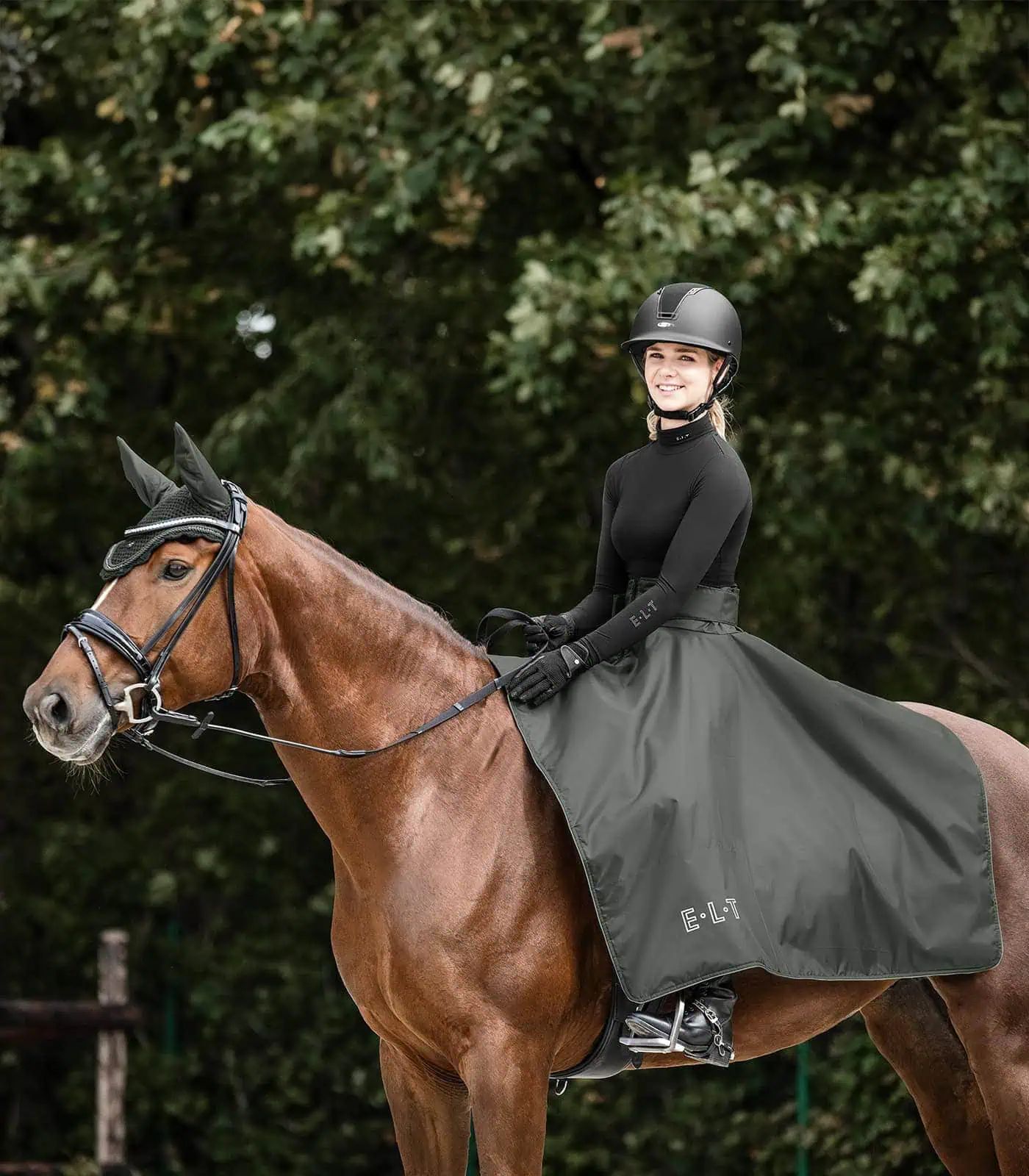Jupe d'équitation thermique ELT Lotta, déperlante avec doublure polaire, olive foncé, 110/122