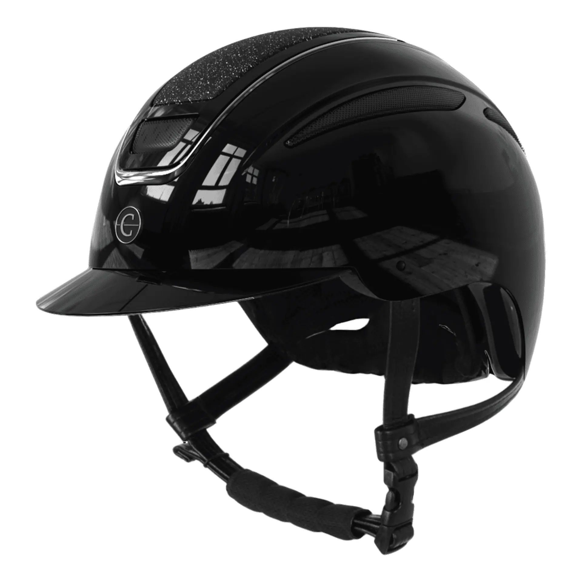 Covalliero Casco da equitazione Elite, nero vernice, M