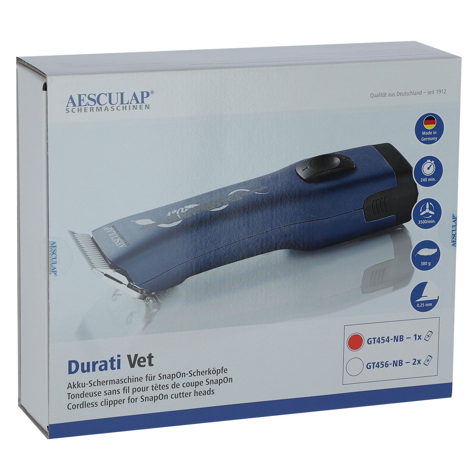 Tosatrice a batteria Aesculap Durati VET veterinaria, 0,25 mm, confezione