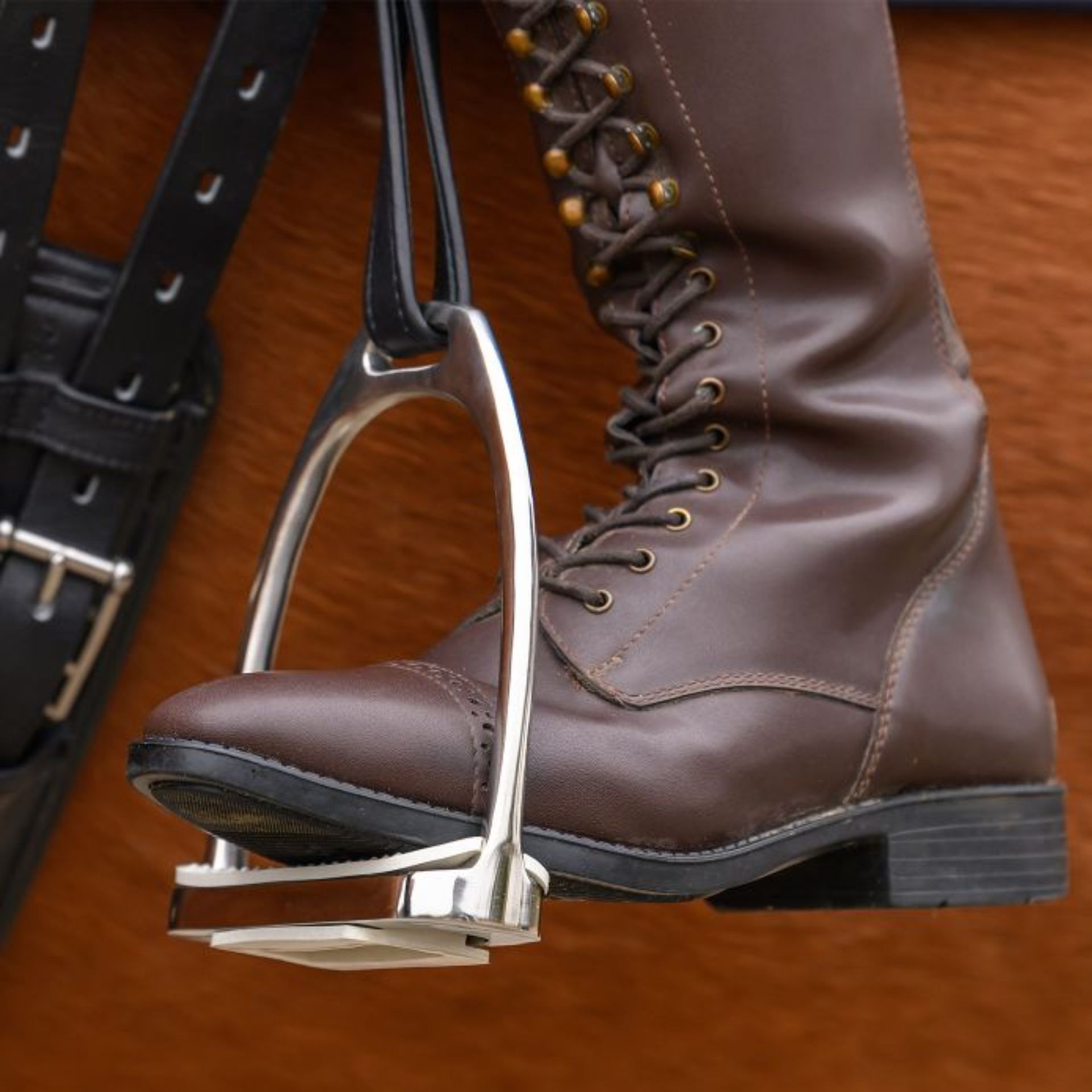 boot, lace-up, brown, leather, heel