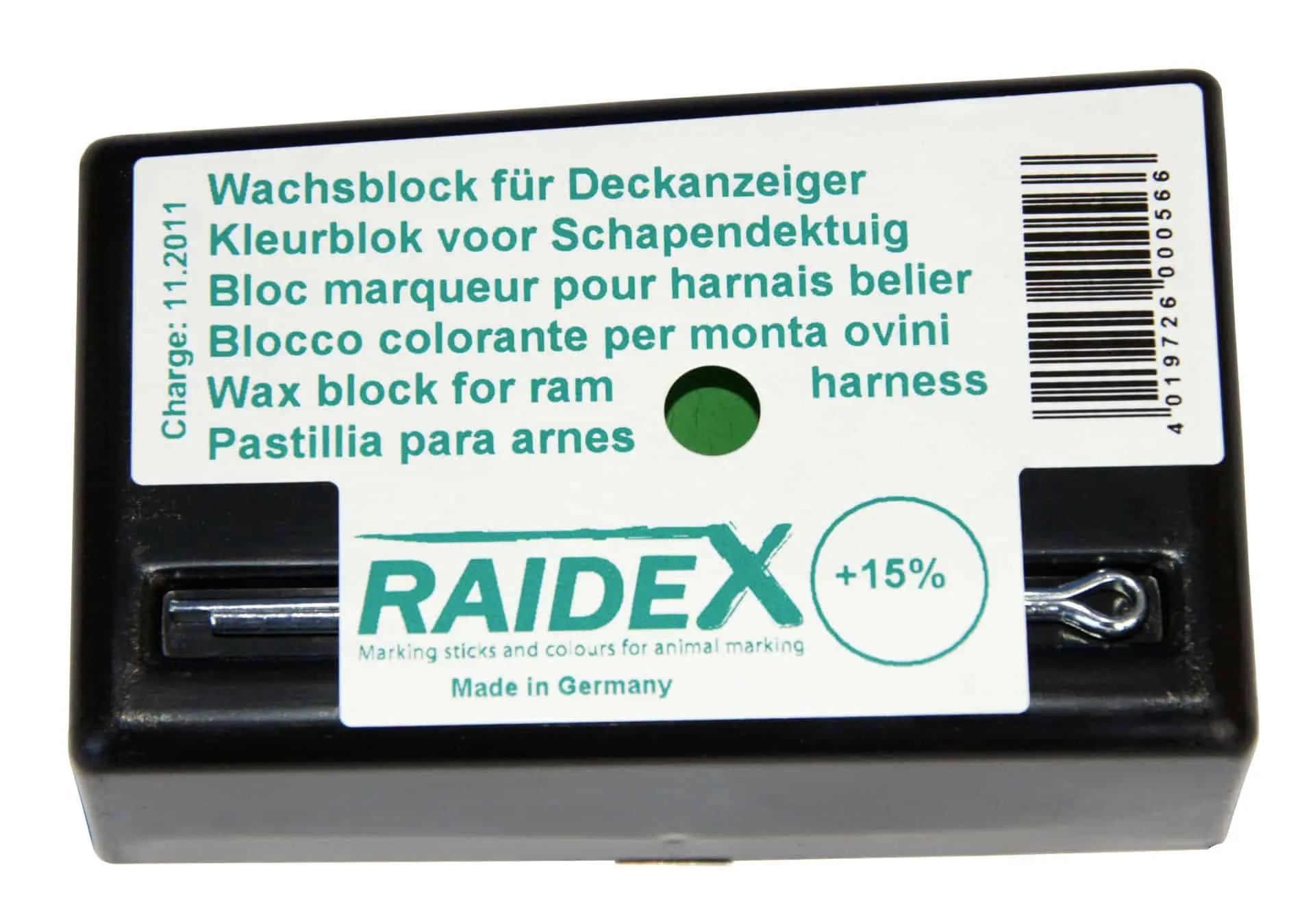 Raidex viaszkocka bak ugróhámhoz, színjelölő, fém tartóban, egész évben használható, zöld