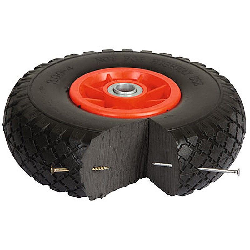 Kerbl Roues de support pour brouette, lot de 2, pneus pleins en caoutchouc, détail, roue