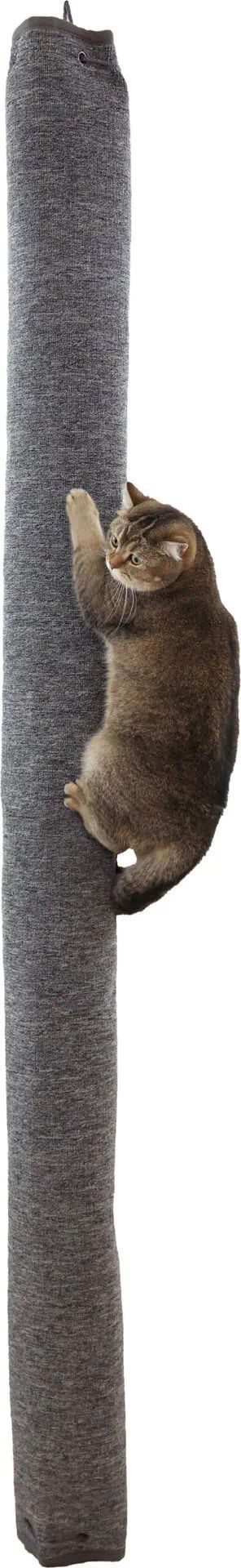 Kerbl Climbing Bag Carpet for Cats, Grey, 240 cm, with Scratching Surface, in use
