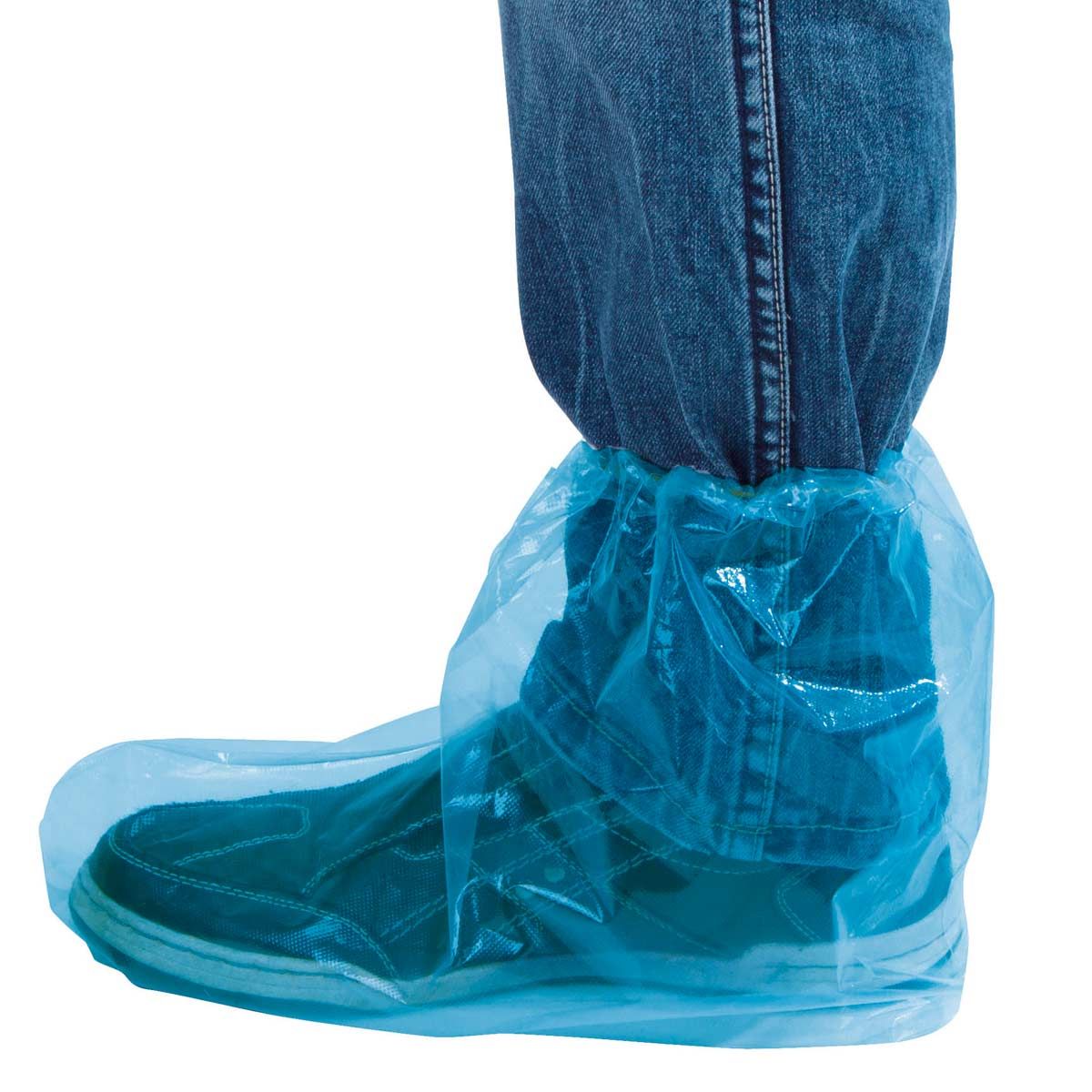 Kerbl Protecție pantofi unică folosință semi-înaltă, albastru transparent, 100 buc, în utilizare