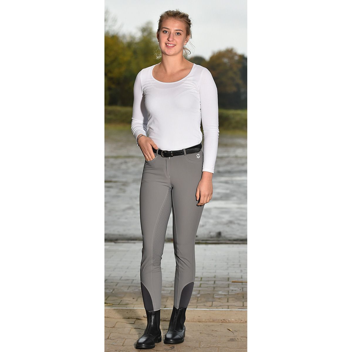 BUSSE Reithose ALICANTE, Damen Vollbesatzreithose mit Silikon-Grip, grau