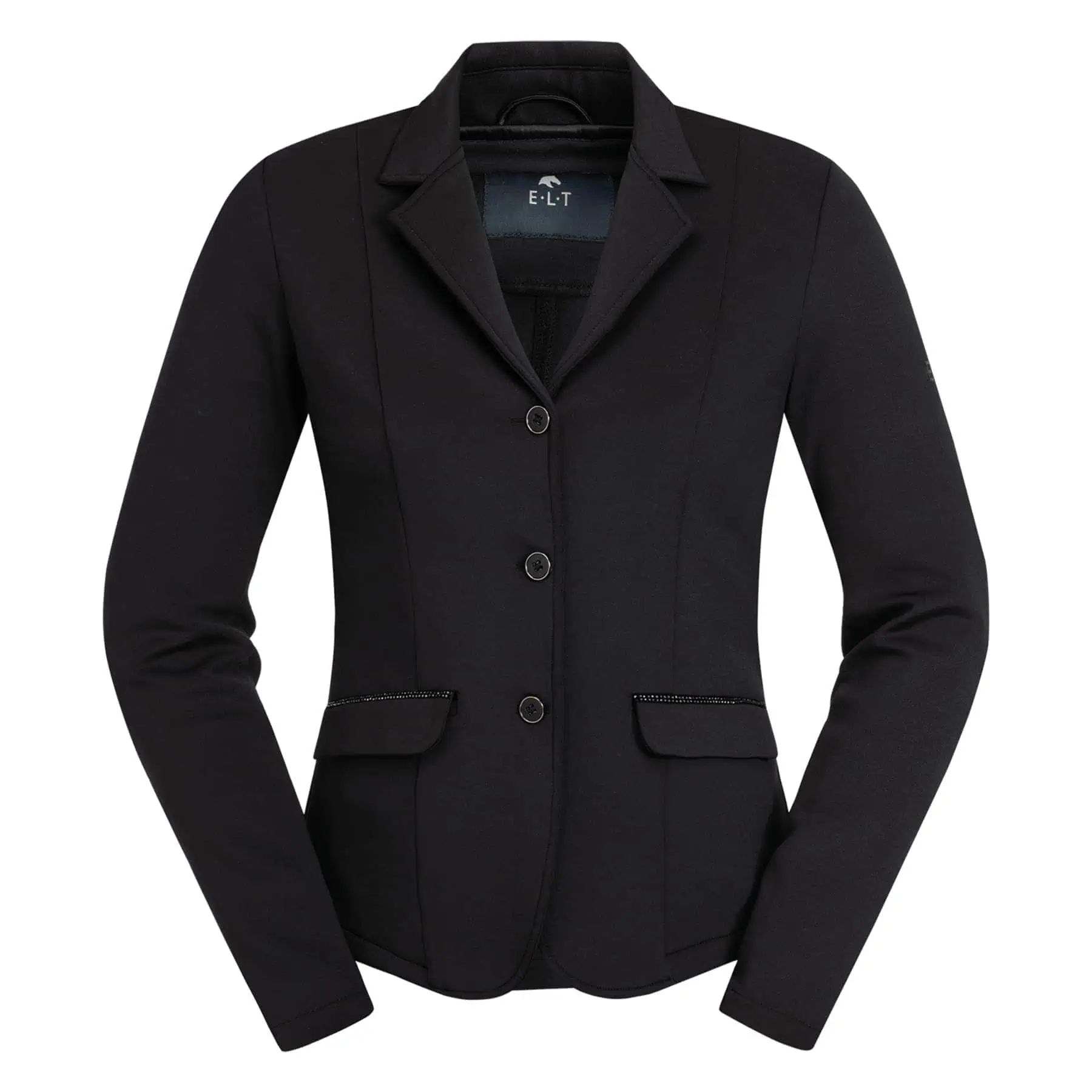 ELT Turnierjacket Lina Damen, taillierte Reitjacke mit Strasssteinen, schwarz, XS