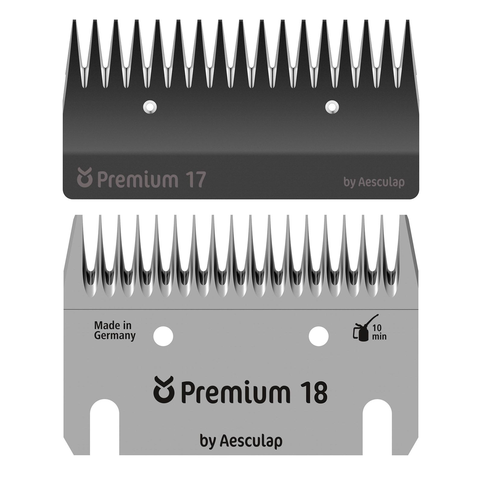 Kerbl Jeu de lames Premium pour tondeuses PowerCut, FarmClipper & Constanta, 18/17 dents